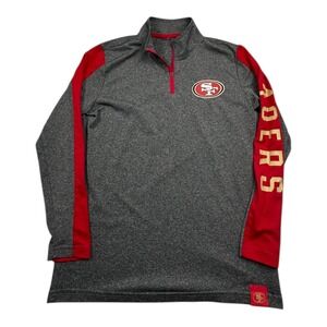 San Francisco 49ers NFL Quarter Zip Pullover Shirt Men's Gray Red‎ Logo